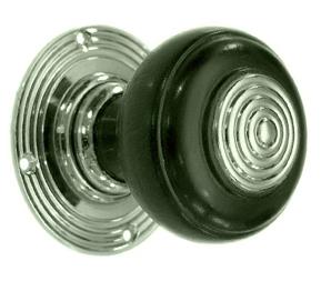 Solid Ebonised Villa Door Knob Nickel